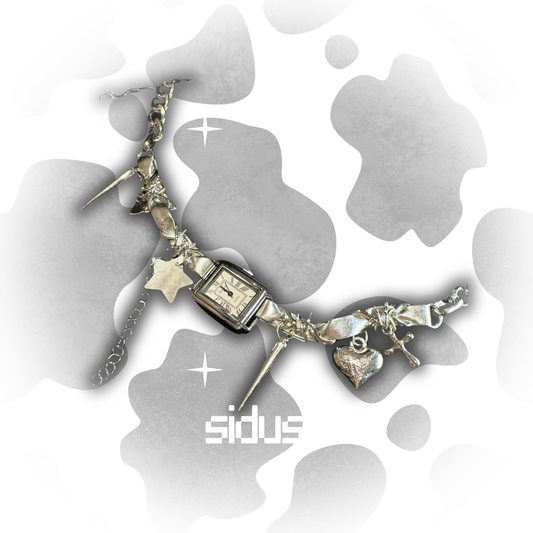 Y2K Cross Silver Watch Leather Necklace Design  Chain Heart Necklace for Women