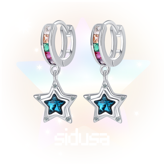 Y2K Nostalgic Blue Star Diamond Earrings